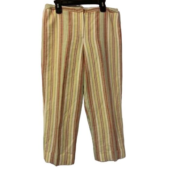 Larry Levine Sport Cream/Stripe Linen/Rayon Lined Womens 12 - Picture 1 of 7